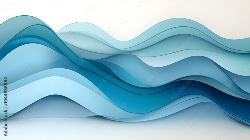 Poster Mesmerizing Futuristic Abstract Backdrop with Flowing Wavy Glass Shapes and Luminous Reflections  Sleek modern and visually captivating digital 3D for use in a variety of design technology