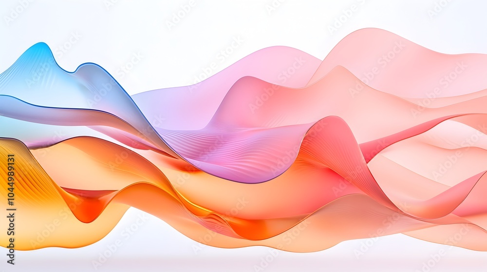 Poster A visually captivating futuristic design showcasing fluid glass shapes iridescent reflections and wavy patterns that create a high tech transparent and mesmerizing aesthetic