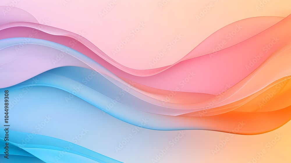 Aufkleber Wavy glass elements with soft gradients flowing curves and smooth reflections forming a futuristic abstract background with a modern elegant and captivating aesthetic