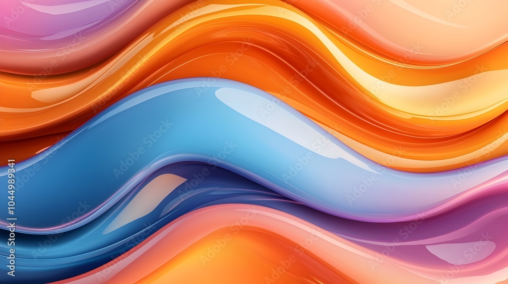 Poster Mesmerizing wavy glass elements with soft gradients flowing curves and smooth reflections creating a futuristic and abstract visual background