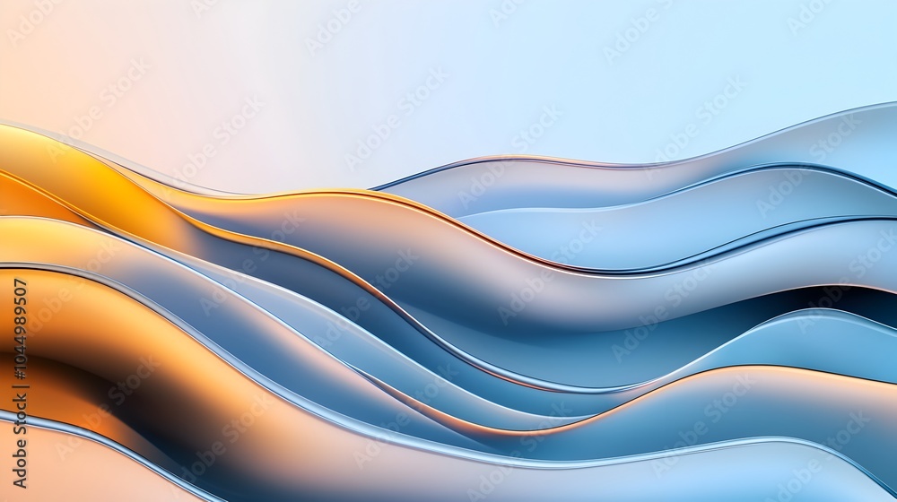 Aufkleber mesmerizing wavy glass surfaces with smooth flowing reflections and glowing accents a futuristic and