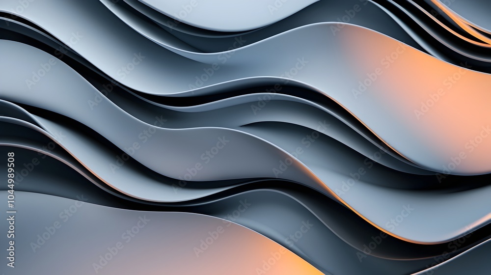 Aufkleber Captivating abstract design with wavy glass like surfaces soft reflections and dynamic flowing forms creating a futuristic and ethereal background with glowing accents and smooth transitions