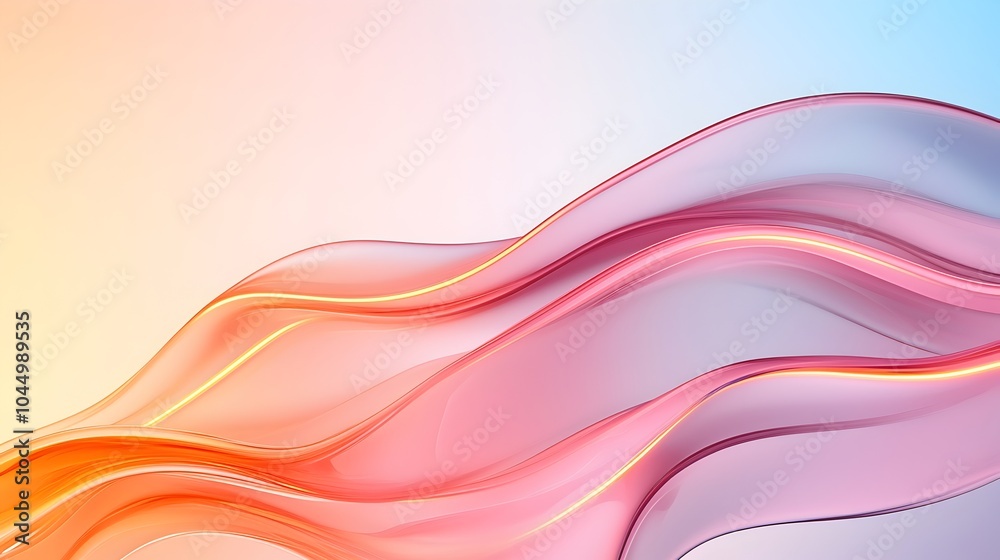 Aufkleber elegant and futuristic glowing glass forms with wavy transparent backgrounds creating a smooth lumin