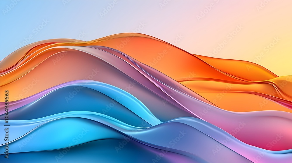 Aufkleber Elegant futuristic background featuring fluid glass forms with mesmerizing wavy lines and glowing edges creating a dynamic and captivating visual experience