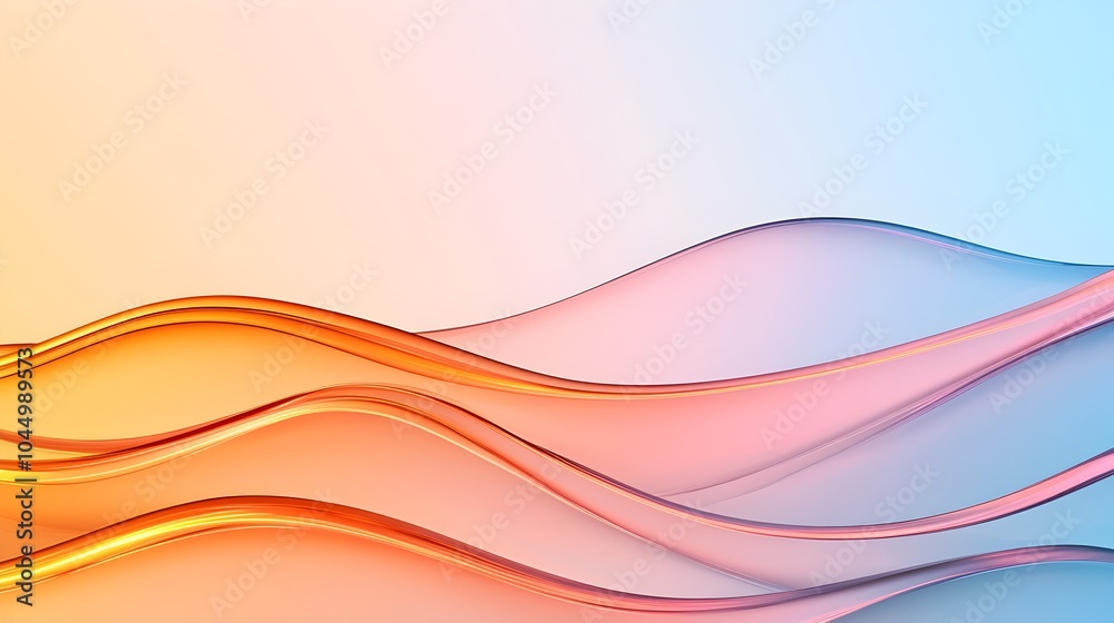 Poster Fluid wavy glass forms with glowing edges create an elegant futuristic background with smooth transparent and dynamic design elements