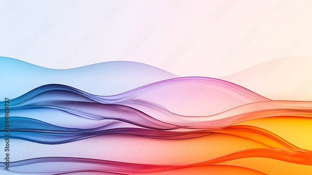 Poster Innovative Futuristic Design with Flowing Iridescent Glass Shapes and Transparent Layers  Sleek and modern high tech aesthetic with soft reflections dynamic curves and geometric patterns