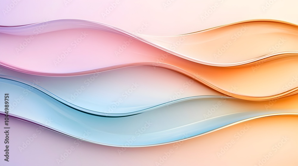 Leinwandbilder Futuristic glass shapes with soft flowing wavy designs and iridescent reflections create a modern high tech aesthetic  Transparent layers and a minimalist elegant look for a digital