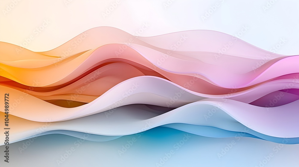 Leinwandbilder Futuristic design featuring flowing wavy glass shapes soft iridescent reflections and transparent layers for a modern high tech aesthetic  Abstract digital visualization with a captivating