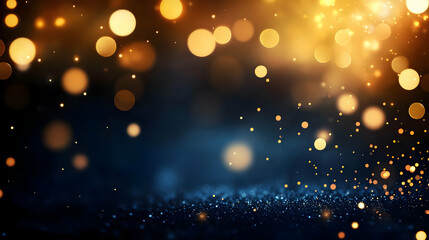 Abstract Gold and Blue Bokeh Background
