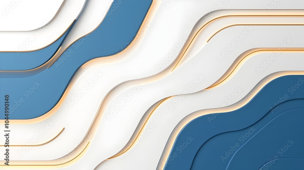 Poster Futuristic abstract design with floating panels illuminated lines and smooth textures creating a high tech sci fi atmosphere  Minimalist digital with modern blue and white colors