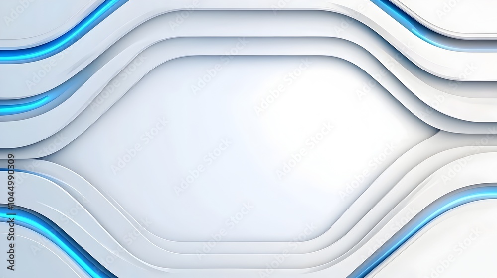 Poster Smooth curved and clean futuristic background with glowing blue highlights and dynamic geometric structures creating a high tech sophisticated