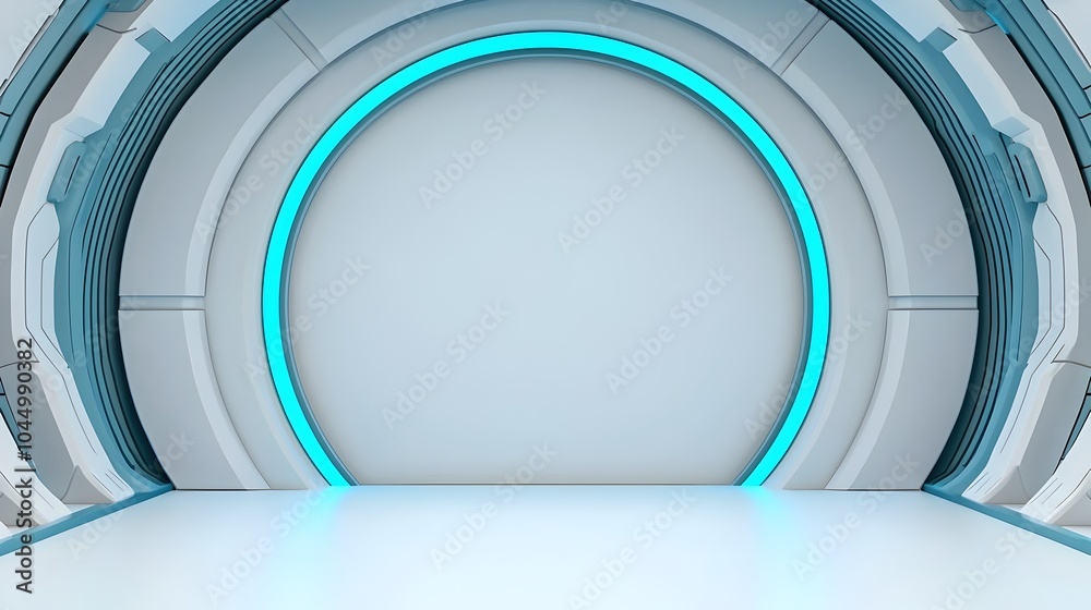 Poster Minimalist and modern futuristic backdrop with soft blue lighting sleek metallic textures and geometric patterns for a clean sophisticated and technologically inspired look