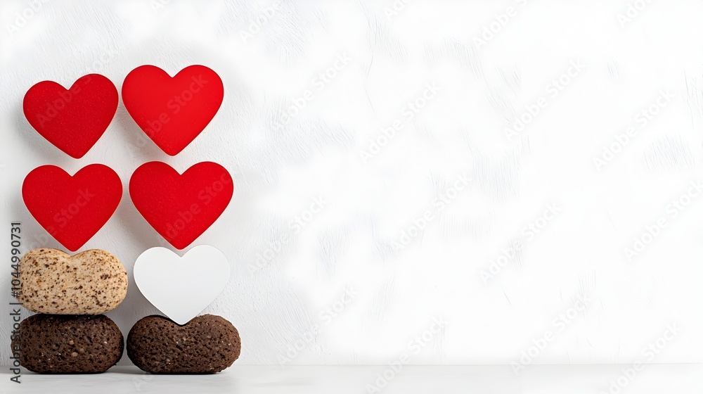 Leinwandbilder this image showcases a beautiful and eye catching collection of red heart shaped stickers in various