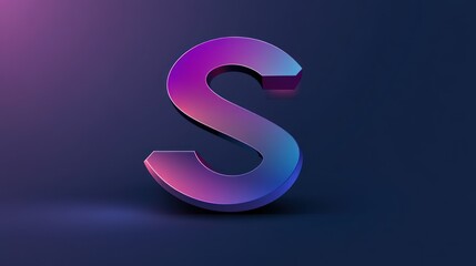 Naklejka premium 3D letter S rendered in a gradient of pink and blue against a dark blue background.