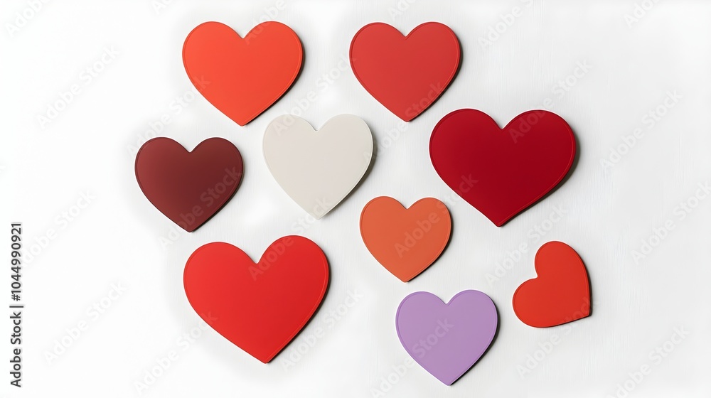 Leinwandbilder curated collection of glossy and smooth red heart shaped stickers in a variety of sizes styles and d