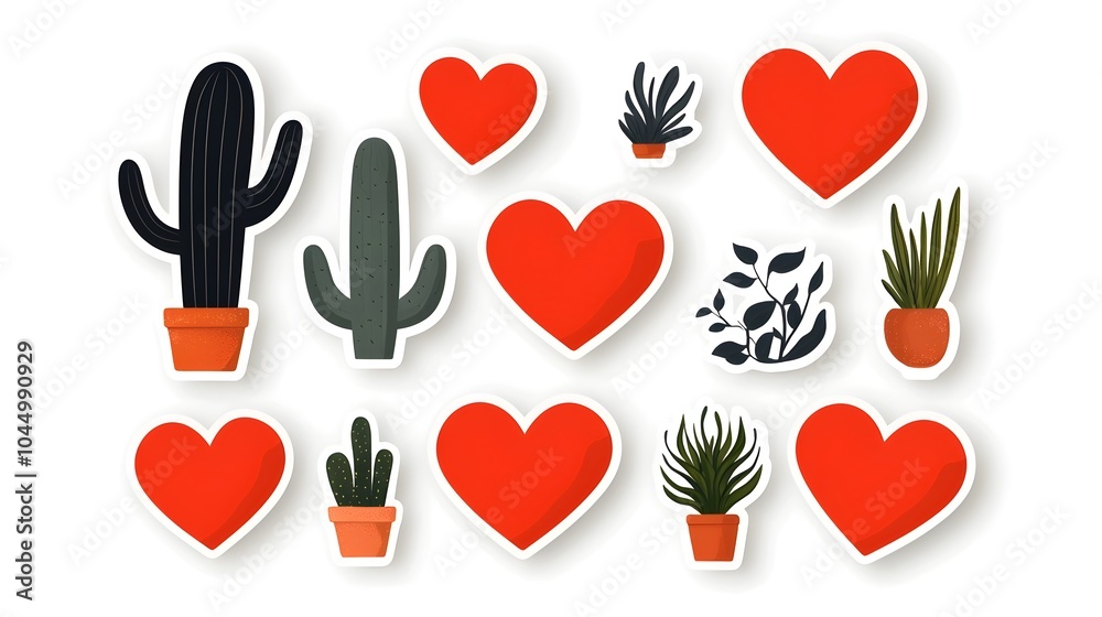 Poster a captivating collection of red heart shaped stickers with smooth glossy finishes in a variety of st