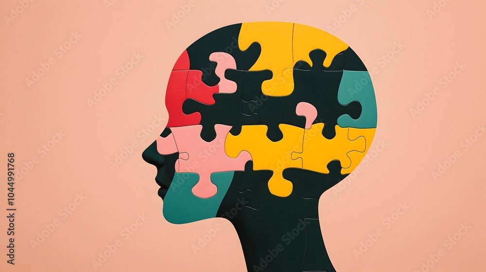 Poster fractured mind puzzle an representation highlighting the struggles and fragmented nature of mental h
