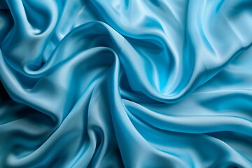 Obraz premium Photo of Blue silk fabric drapery material. Background texture for backdrops or mapping