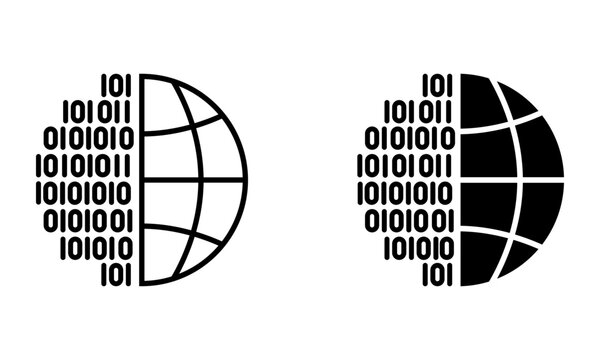 globe with binary code, internet connection and coding icon vector