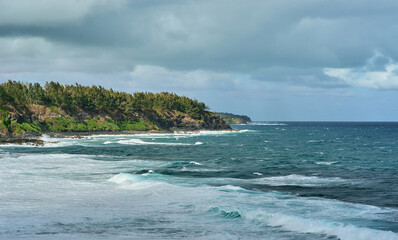 Le Gris Gris cliffs and beach on the south coast of Mauritius island, Africa