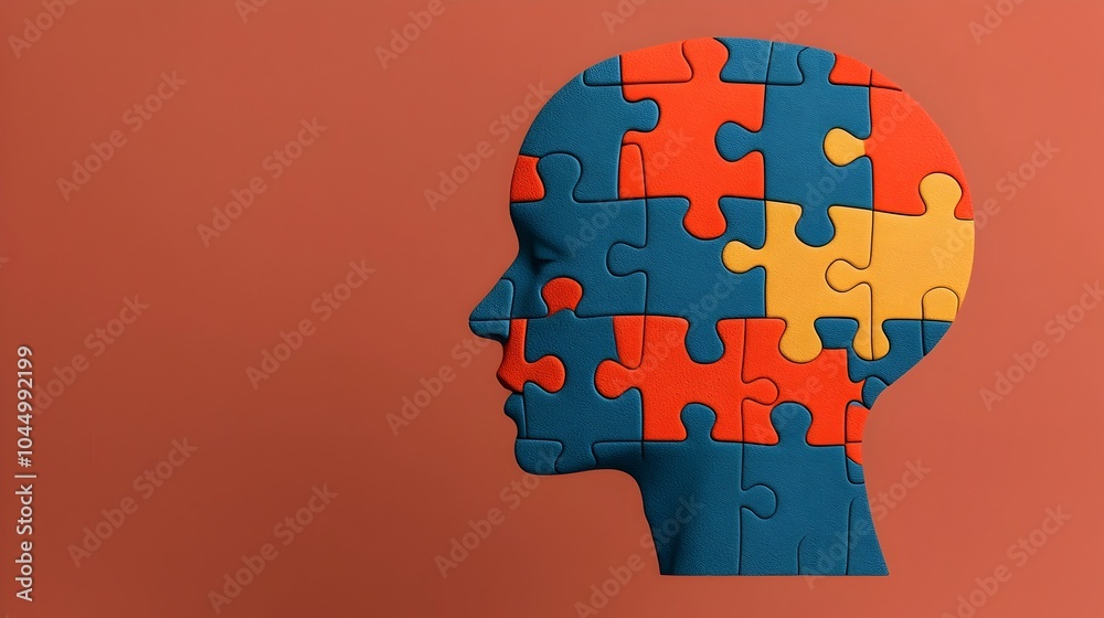 Aufkleber digital of a puzzle piece shaped human head symbolizing the complexities and challenges of mental he