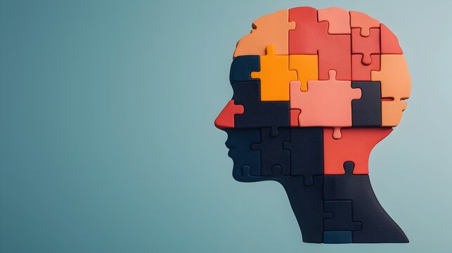 Puzzle Piece Human Head Symbolizing Mental Health Challenges and the Search for by for World Mental Health Day Awareness