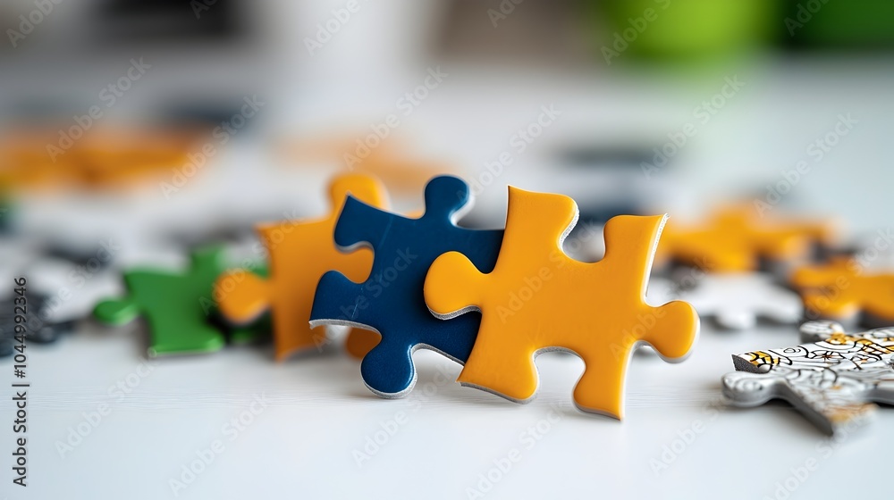 Aufkleber vibrant and intricate colorful puzzle pieces scattered on clean white background waiting to be assem
