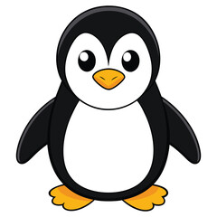 Obraz premium Simple happy penguin. Cute penguin vector illustration