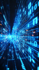 Digital binary code matrix background - 3D rendering of a scientific technology data binary code network conveying connectivity, complexity and data flood of modern digital age
