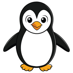 Fototapeta premium Simple happy penguin. Cute penguin vector illustration