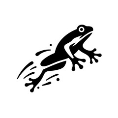 Fototapeta premium frog as a logo icon one line art outline cartoon black and white illustration, coloring page, white transparent background