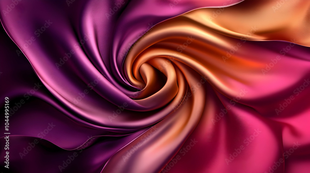 Poster Purple and Orange Swirling Fabric Abstract Background