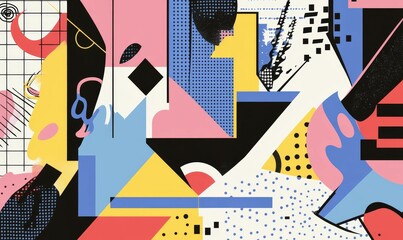 Obraz premium Abstract geometric shapes in bright colors.
