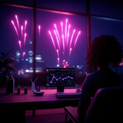 Celebrating Progress A Nighttime View of Data Analysis with Fireworks in the Background