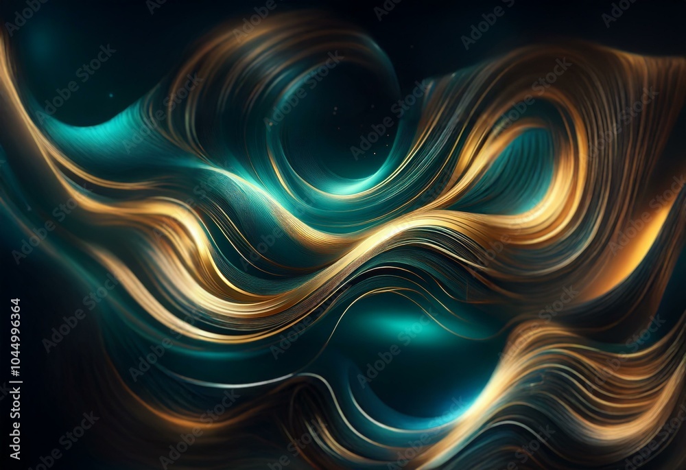Poster Abstract swirling lines of gold and teal create a dynamic and visually appealing background.