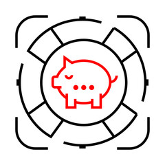 Emergency Fund Icon – Life Buoy Encircling a Piggy Bank, Indicating Savings for Unexpected Situations