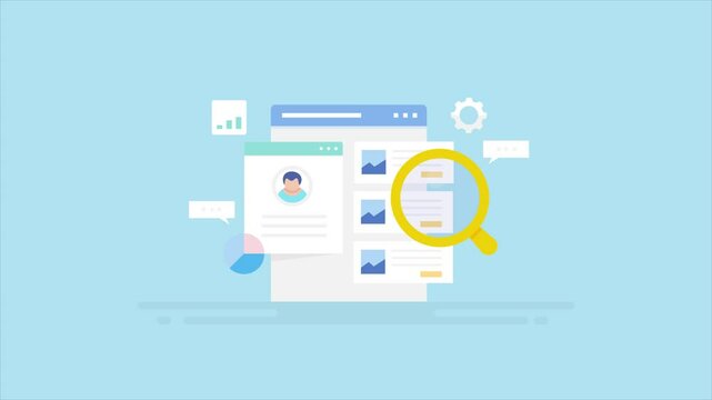 Analysing web browser activity tracking, user behaviour and understanding search intent with artificial intelligence driven technology, video animation.