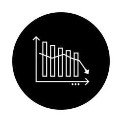 Recession Icon – Downward Trending Arrow Crossing a Bar Graph, Indicating Economic Decline