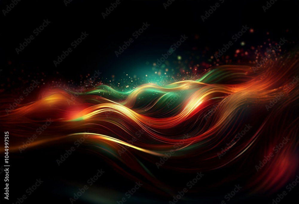 Aufkleber abstract colorful glowing lines, reminiscent of a flowing river, with bokeh effect.