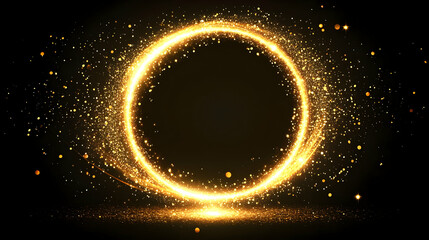 Golden Circle Abstract Background with Sparkles