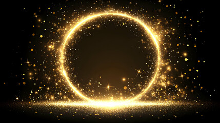 Golden Circle with Glitter Abstract Background