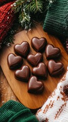 Fototapeta premium Delicious Heart-Shaped Chocolate Treats Perfect for Valentine's Day Celebrations and Gifts