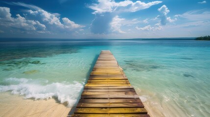 Fototapeta premium Wooden Pier Leading to Turquoise Water