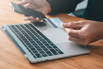 Businessman with credit card for  shopping online. shopping online concept.