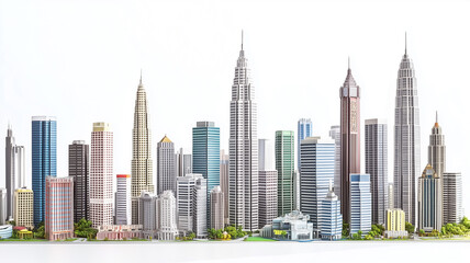 Obraz premium Kuala Lumpur Malaysia skyscrapers on white background
