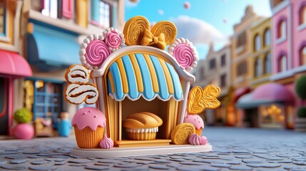 Colorful 3D Bakery Shop Display Model Design