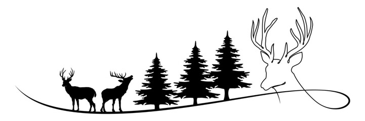 Obraz premium illustration of reindeer and christmas tree vector
