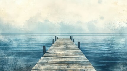 Fototapeta premium Pier blending into a distressed grunge background for a rustic wallpaper design