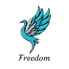Fototapeta premium Turquoise and Silver Feather Emblem: Stylized Symbol of Freedom, Beauty, and Limitless Potential in Metallic Tones. AI generated art