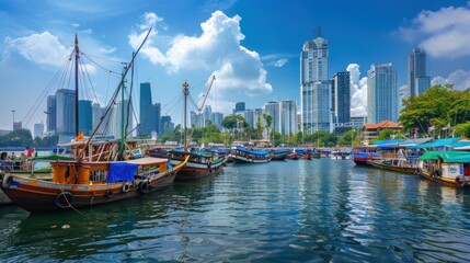 Traditional Boats at a Modern Marina